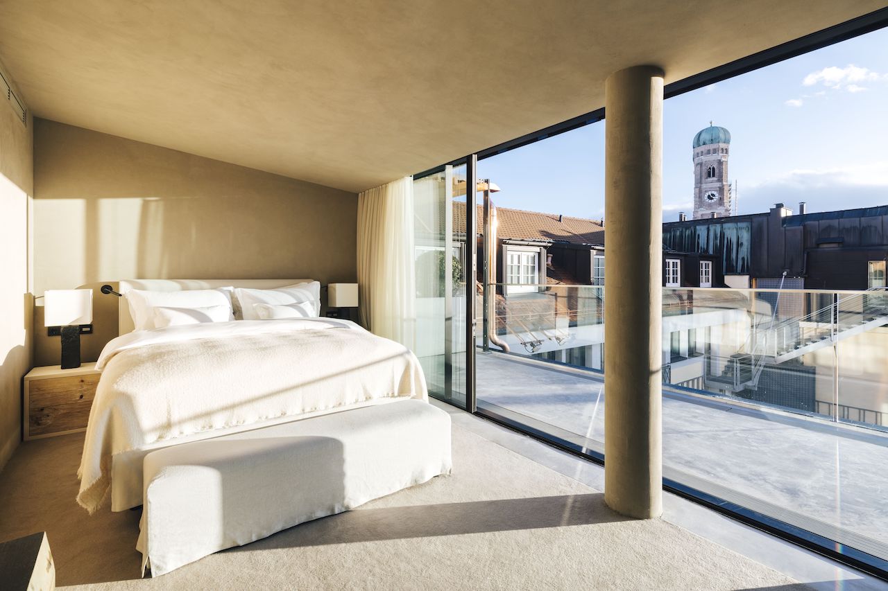 View of This luxury hotel offers views of Munich's old town from a private ...