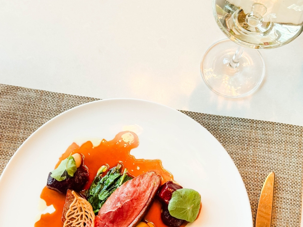 dry aged duck and sparkling wine dry aged duck and sparkling wine Toronto Shangri La hotel